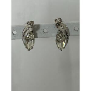 Lovely Silver Tone & Marquis Post Earrings
